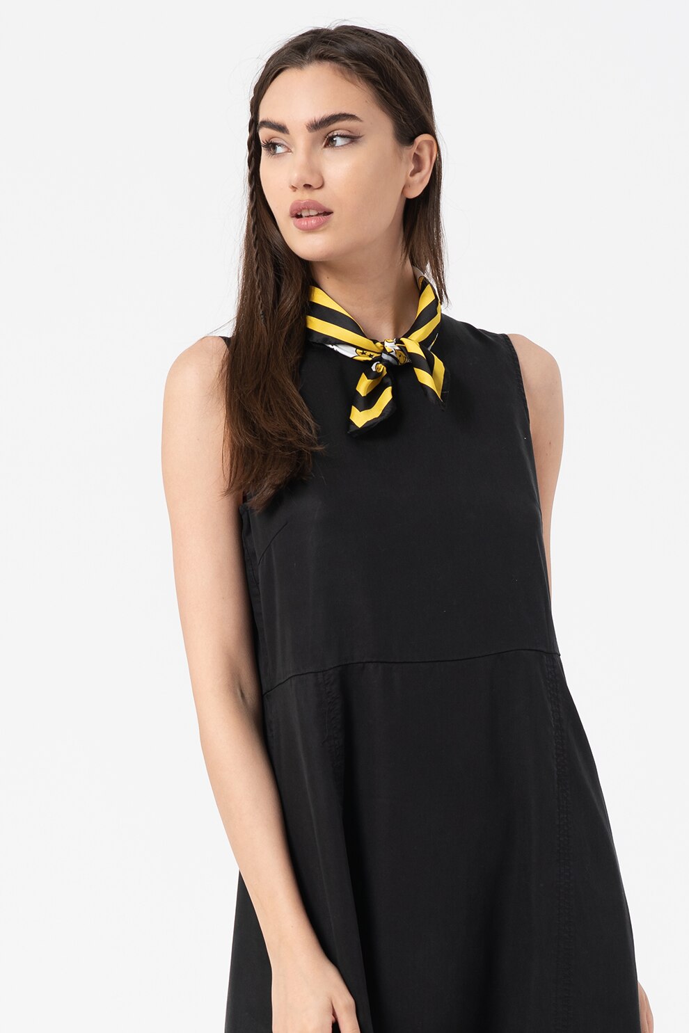 Marc O'Polo, Rochie evazata cu slit lateral, Negru