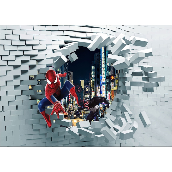 Fototapet Copii, Spider Man 3D, autoadeziv, multicolor, 120x200 cm