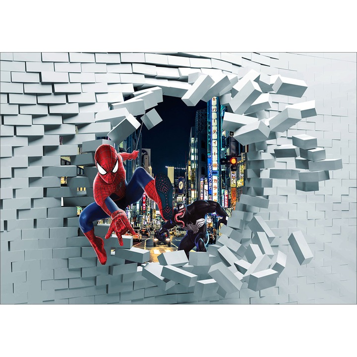 Fototapet copii Spider Man 3D, premium, multicolor, 250 x 400 cm