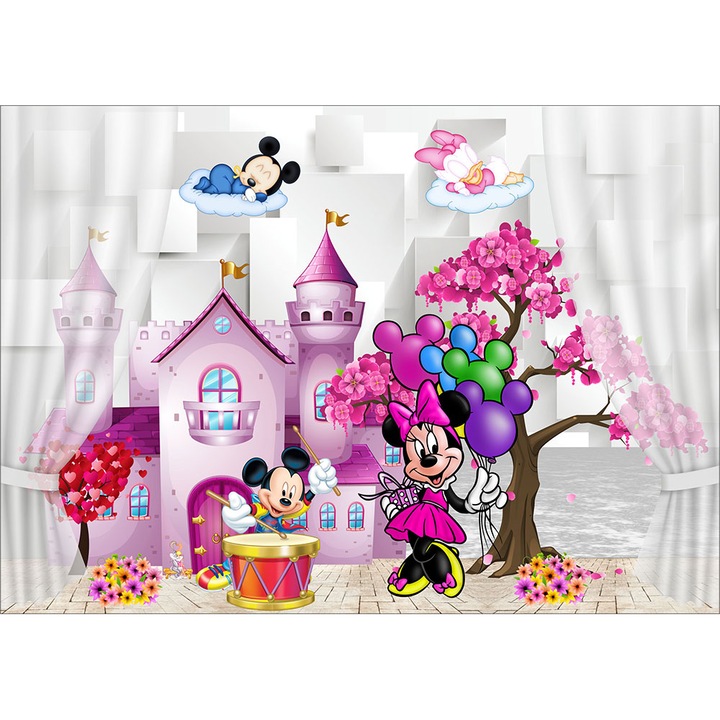 Fototapet Copii, Mickey si Minnie Mouse, hartie, multicolor, 120x200 cm