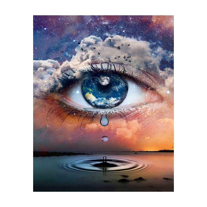 Set de pictura pe numere DIY, AMTMBS, Vopsea acrilica, Model Ochi, 16 x 28 inch, Multicolor