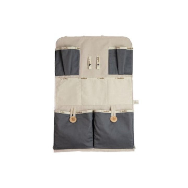 BebeTech Szervező, kiságyhoz vagy autóhoz, szürke, bézs, 60x40cm