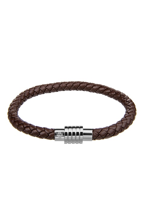 Philipp Blanc, Hugo fonott bőr karkötő, Barna/Ezüstszín