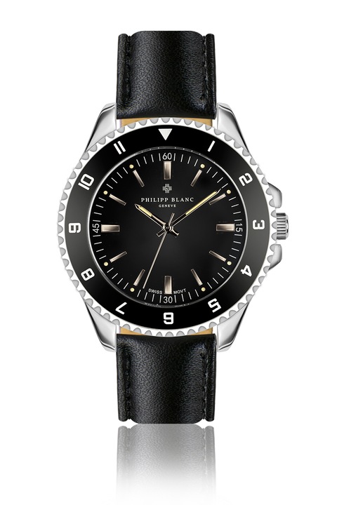 Philipp Blanc, Kvarc karóra bőrszíjjal, Fekete