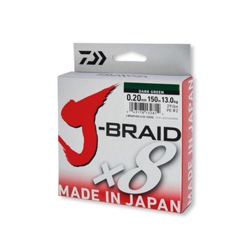 Fir Textil Daiwa J-Braid X8 Dark Green 150m 0.20 mm Fir Textil Daiwa J-Braid X8 Dark Green 150m 0.20 mm
