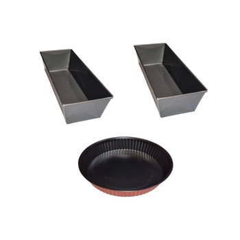 Set 2 Tavi Cozonac 30,5x11,5x7,5 cm si 1 Pasca diametru 22cm Set 2 Tavi Cozonac 30,5x11,5x7,5 cm si 1 Pasca diametru 22cm