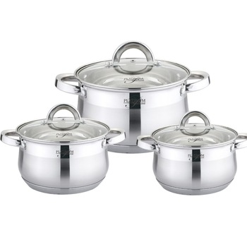 Set 3 Oale Inox cu Capac, 2.1, 2.9, 3.9,Litri, 9 Straturi, 6 piese Set 3 Oale Inox cu Capac, 2.1, 2.9, 3.9,Litri, 9 Straturi, 6 piese