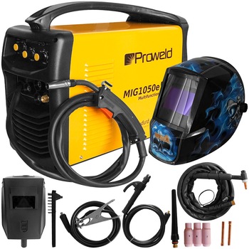 Set aparat de sudura multifunctional ProWELD MIG1050e, tip invertor, functie MIG/MAG-MMA-TIG, amperaj 250A, masca cristale lichide model KM8500 Set aparat de sudura multifunctional ProWELD MIG1050e, tip invertor, functie MIG/MAG-MMA-TIG, amperaj 250A, masca cristale lichide model KM8500