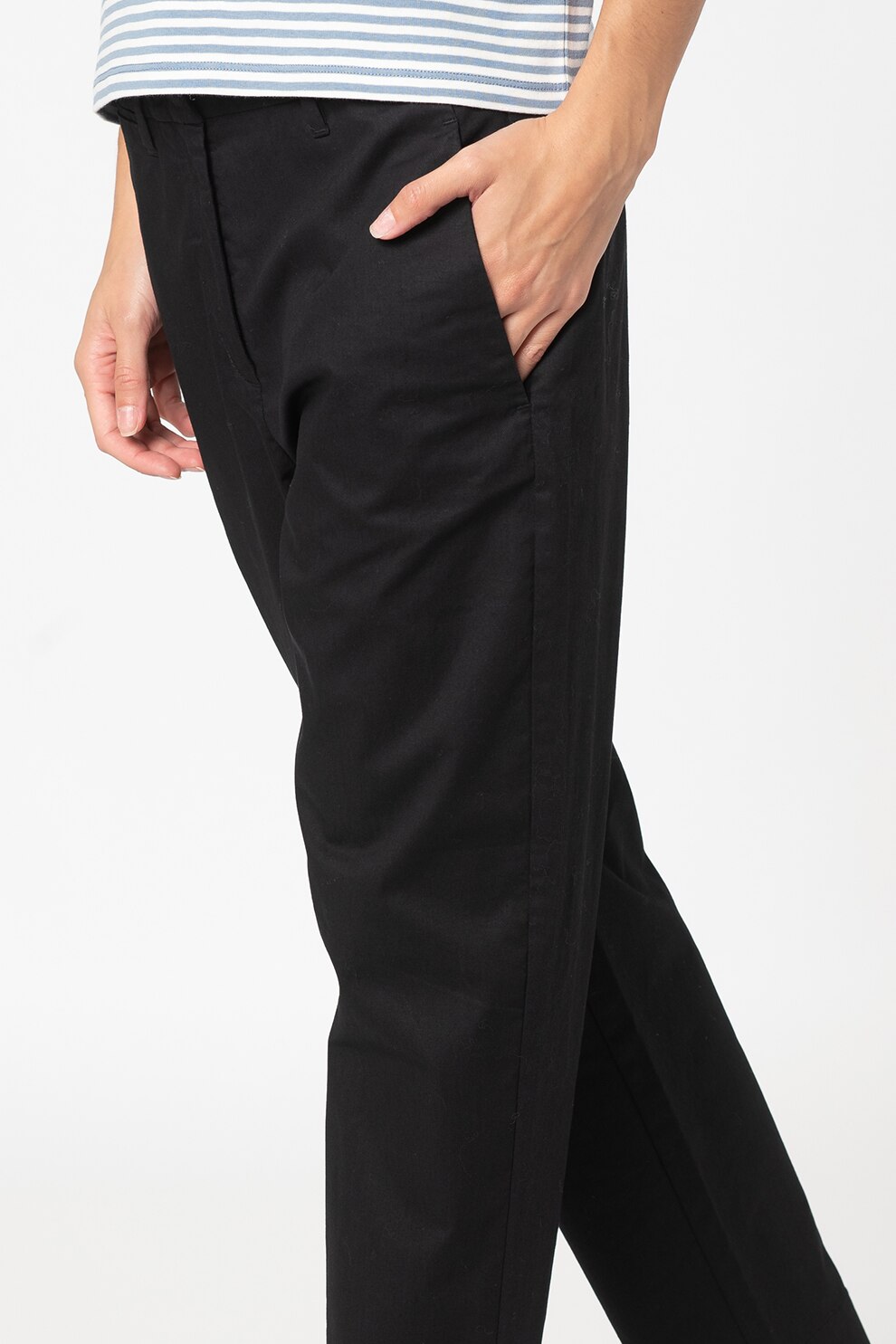 Marc O'Polo, Pantaloni chino regular fit cu croiala conica, Negru