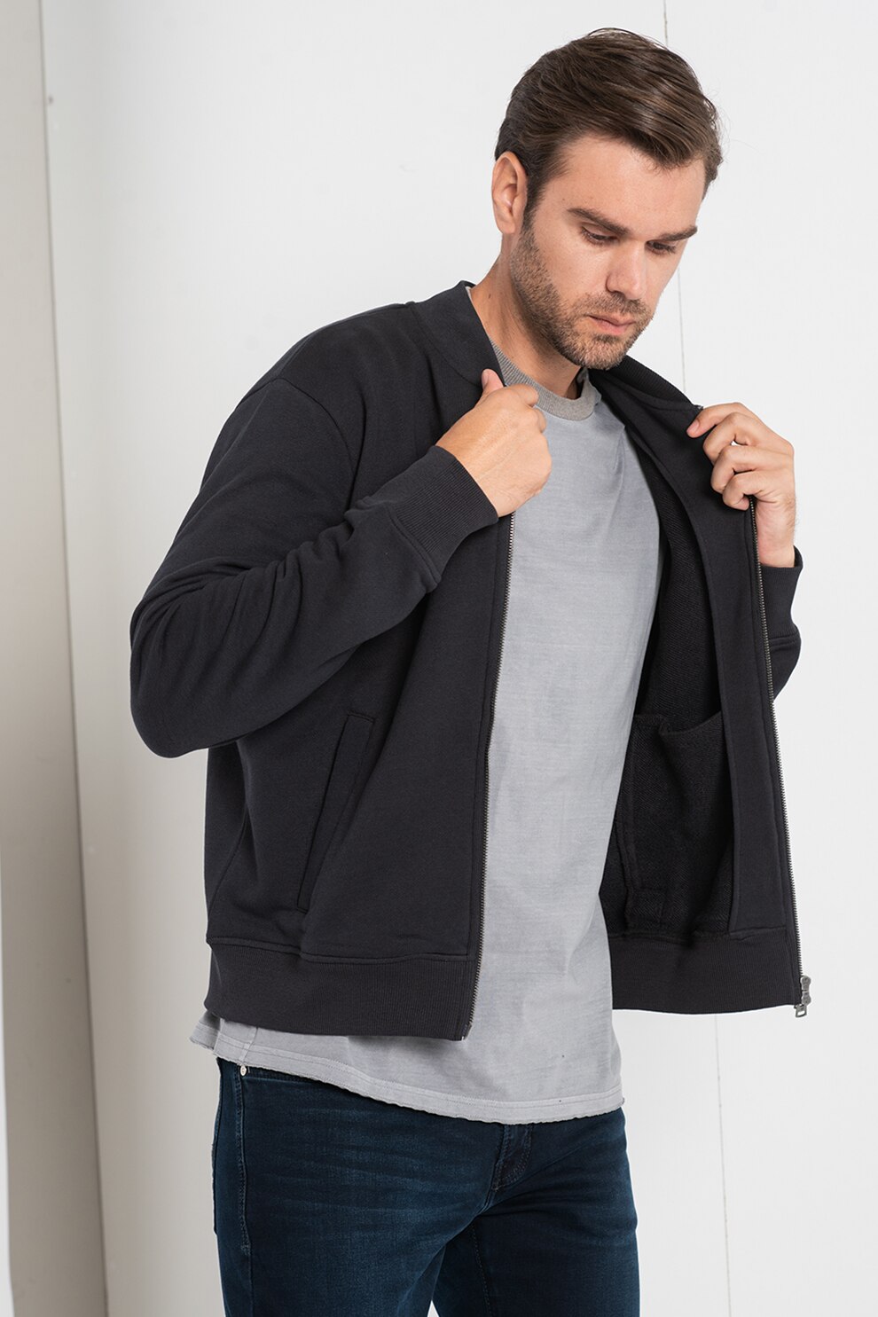 Marc O'Polo, Jacheta bomber din amestec de bumbac organic, Negru