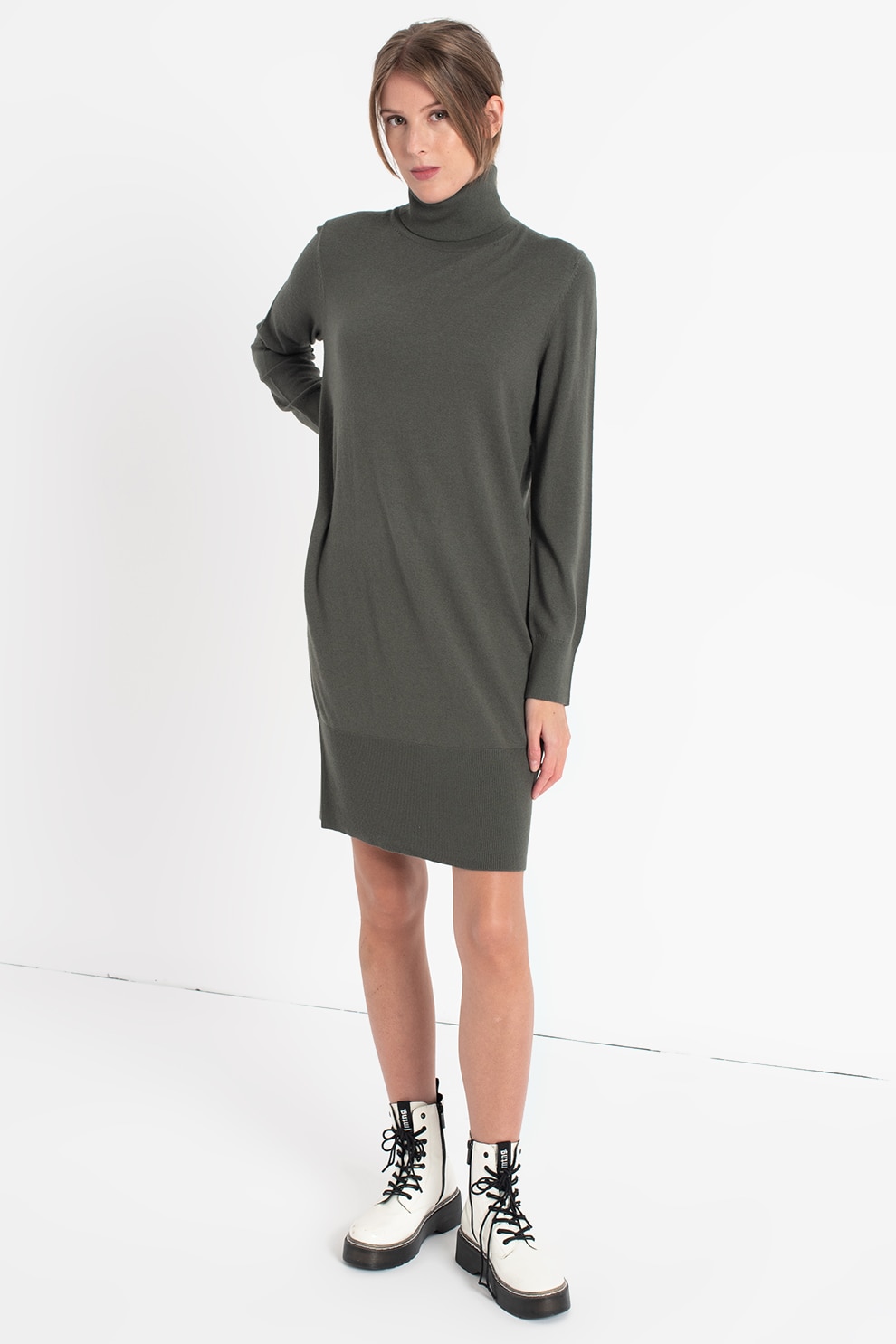 Marc O'Polo, Rochie-pulover din amestec de lana, Verde englez