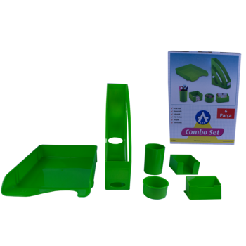 Set birou EVOffice, din plastic, Verde, 6 piese Set birou EVOffice, din plastic, Verde, 6 piese
