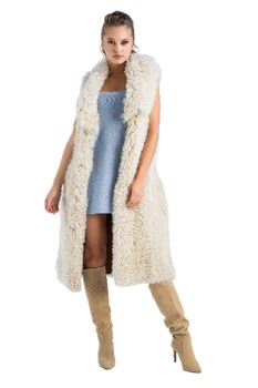 Vesta lunga din blana de miel 469, Bej/Crem Vesta lunga din blana de miel 469, Bej/Crem