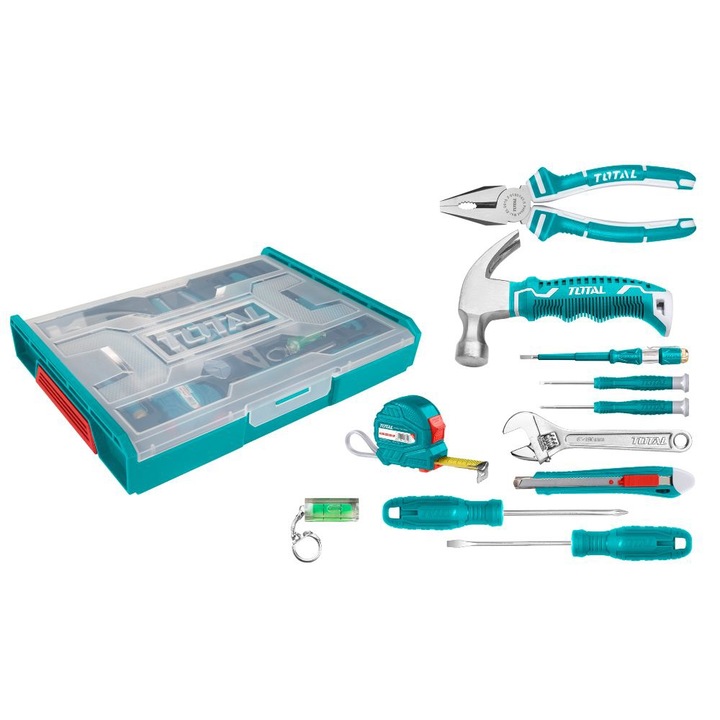 Set de scule, Total, Cutie/Organizator, 11 piese, Albastru