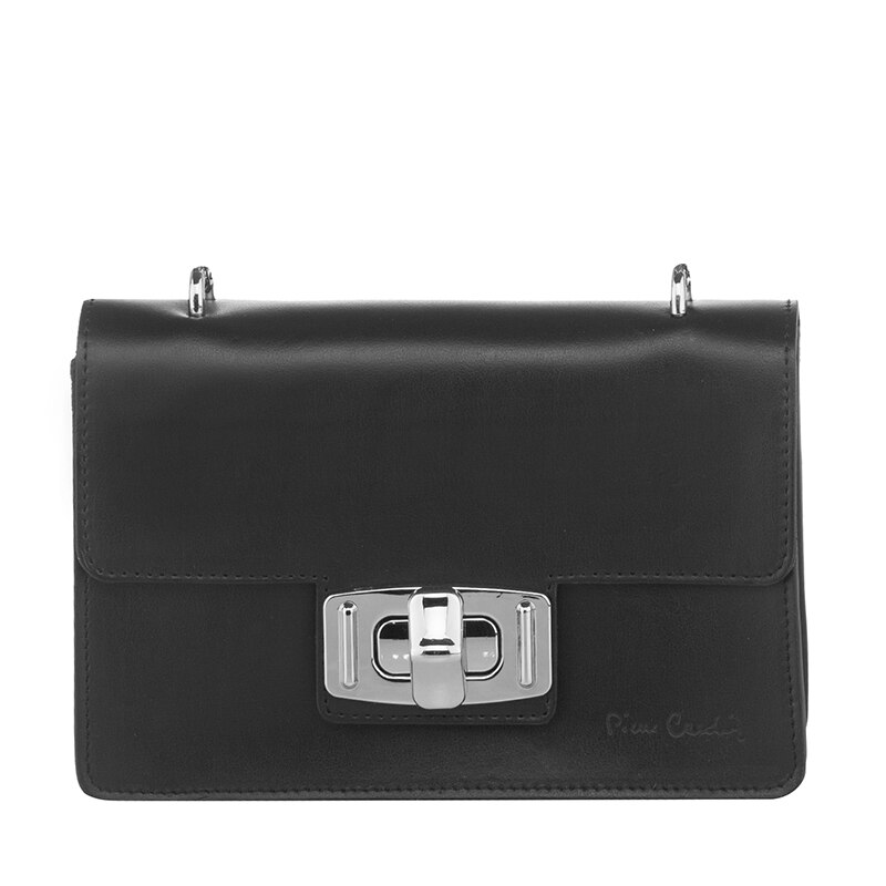 Poseta din piele naturala - Pierre Cardin, PCL1666B, 13 х 21 х 6cm, Negru