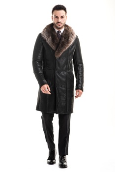 Palton din blana naturala de miel 359 R, Negru Palton din blana naturala de miel 359 R, Negru