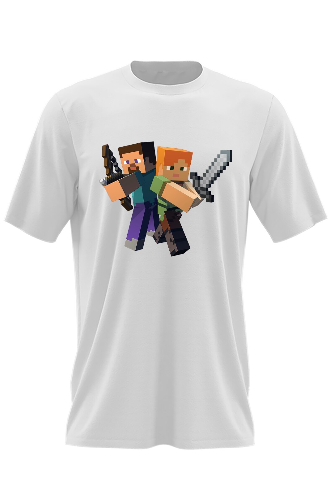 Мъжка тениска Steve Alex Fight Minecraft, Бял, Размер M - eMAG.bg