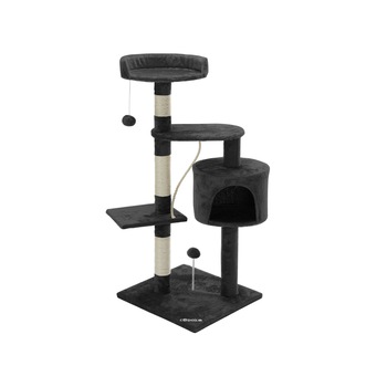 Ansamblu de joaca pentru pisici cu platforma mare pentru vizionare, Gri, H 112 cm Ansamblu de joaca pentru pisici cu platforma mare pentru vizionare, Gri, H 112 cm