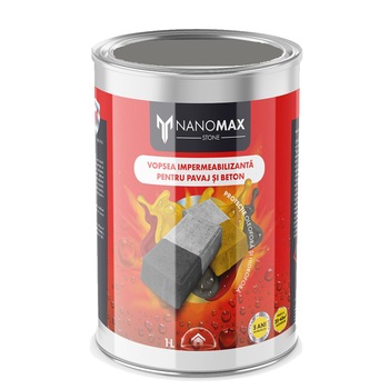 Vopsea impermeabilizanta pentru pavaj si Beton, Protectie Hidrofoba si Oleofoba, NanoMax, 1L - Gri Antracit Vopsea impermeabilizanta pentru pavaj si Beton, Protectie Hidrofoba si Oleofoba, NanoMax, 1L - Gri Antracit