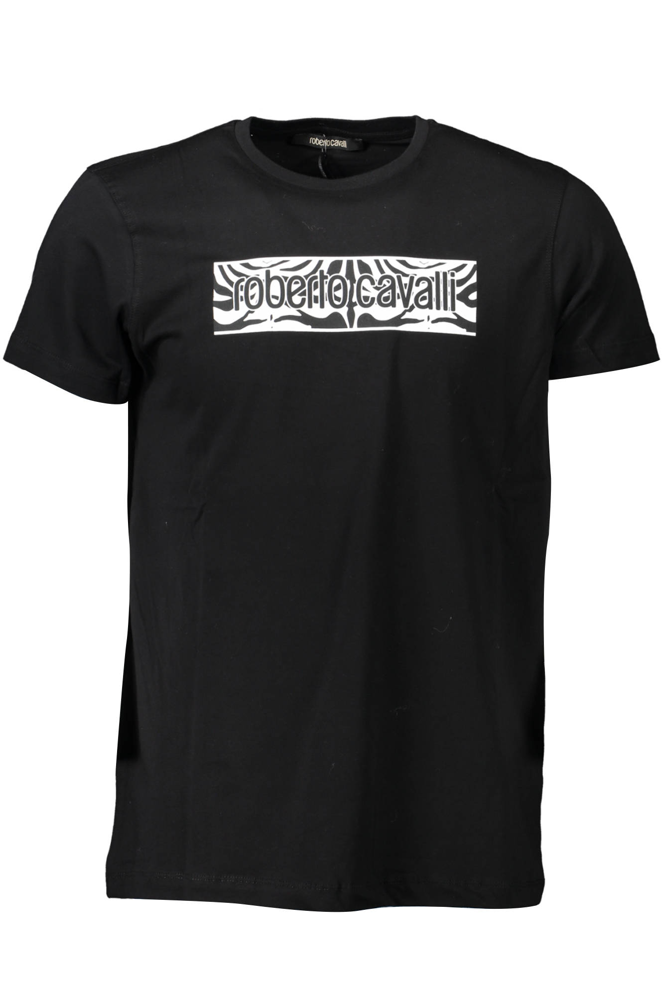 Tricou barbati cu imprimeu logo, Roberto Cavalli, Negru