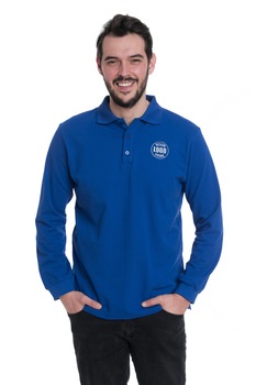 Tricou polo personalizat cu logo firma ta prin broderie, barbatesc, maneca lunga, Dress To Impress, Albastru Tricou polo personalizat cu logo firma ta prin broderie, barbatesc, maneca lunga, Dress To Impress, Albastru