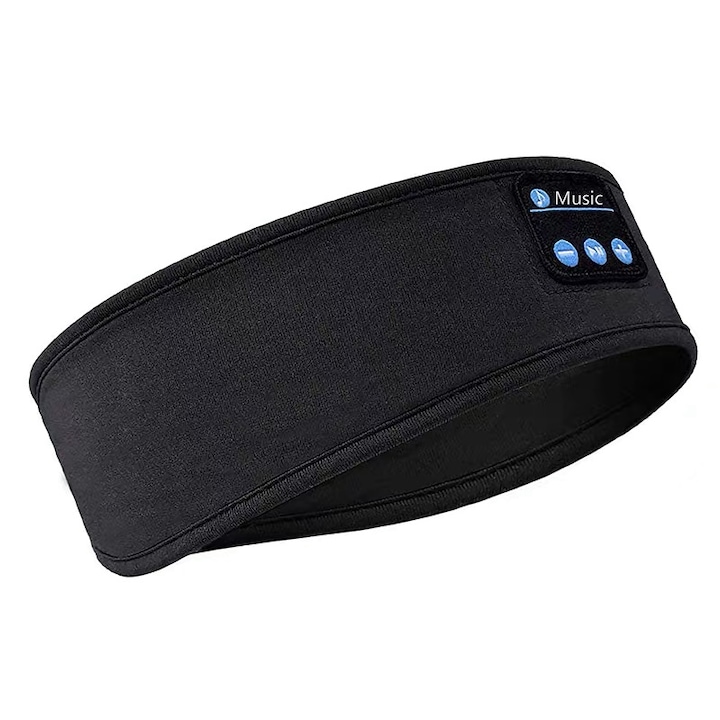 Sport fejpánt beépített fülhallgatóval és mikrofonnal, Bluetooth 5.0, mosható, fekete