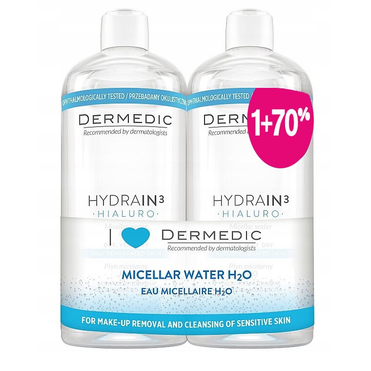 Pachet Apa micelara Hydrain Hialuro H2O, Dermedic 2 x 500ml