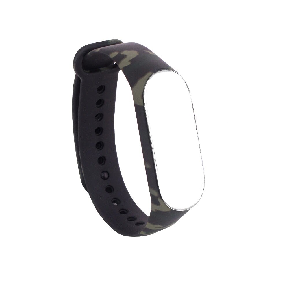 Curea din silicon pentru bratara Xiaomi Mi Band 5 si Mi Band 6, negru cu verde, model army