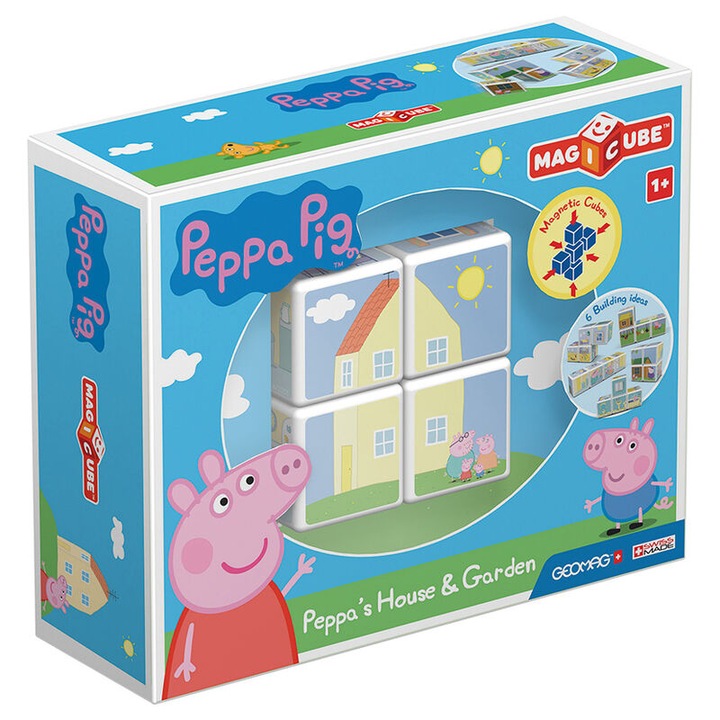 Joc De Constructie Magnetic, Geomag, Peppa Pig - Peppas House & Garden Magicube, 4 Piese