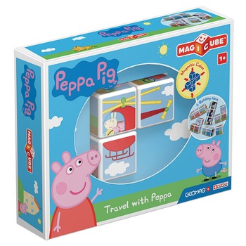 Joc De Constructie Magnetic, Geomag, Peppa Pig - Travel With Peppa Magicube, 3 Piese Joc De Constructie Magnetic, Geomag, Peppa Pig - Travel With Peppa Magicube, 3 Piese