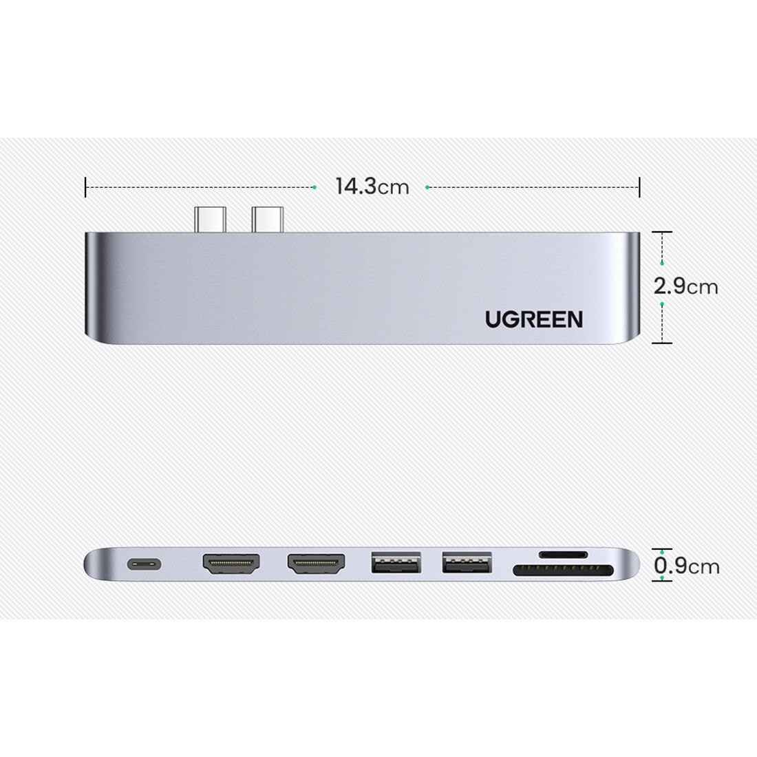 Hub Ugreen 7 in 2 MacBook Pro/Air Grey (CM356)
