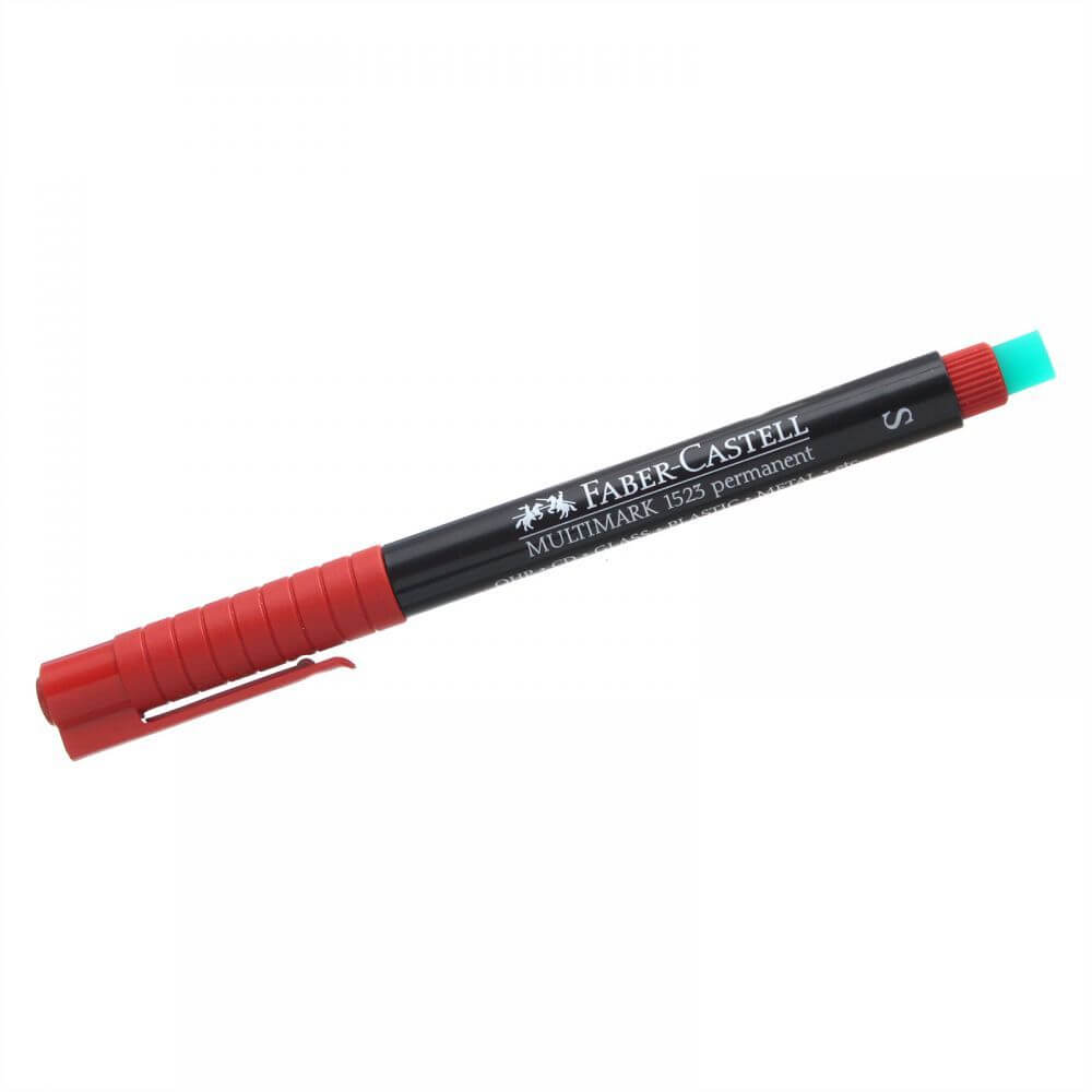 Marker Rosu Permanent cu Radiera Faber-Castell Multimark, Varf S