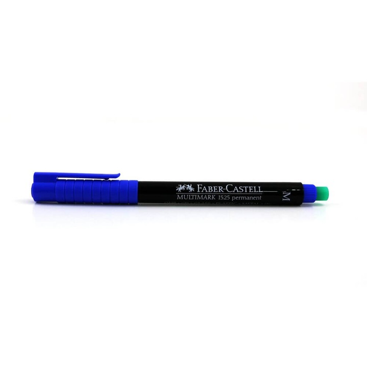 Marker Albastru Permanent cu Radiera Faber-Castell Multimark, Varf M