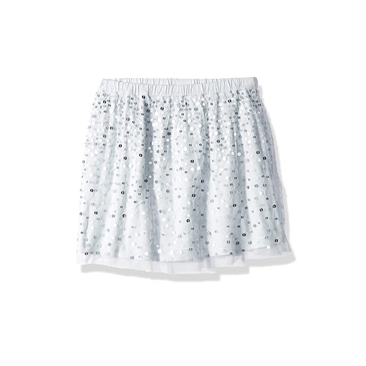 Детска пола LOOK by crewcuts, С пайети, Сребрист