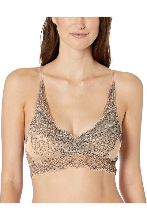 Női melltartó MAE 4656974-AZ14496, Kivehető párnák, Csipke, Racerback, AC kupákhoz, bézs/fekete, (40/42), L/XL