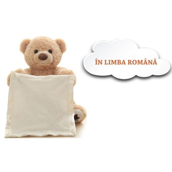 Jucarie interactiva, Ursulet de plus Cucu Bau, Peek a Boo, vorbeste in Limba Romana, Smartic®, crem Jucarie interactiva, Ursulet de plus Cucu Bau, Peek a Boo, vorbeste in Limba Romana, Smartic®, crem