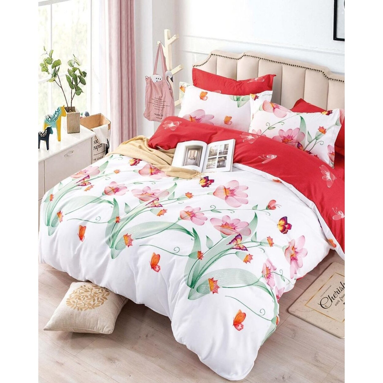 Set Lenjerie Finet, Cearceaf de Pat cu Elastic, 6 Piese, Pat 2 Persoane, FNJE-24