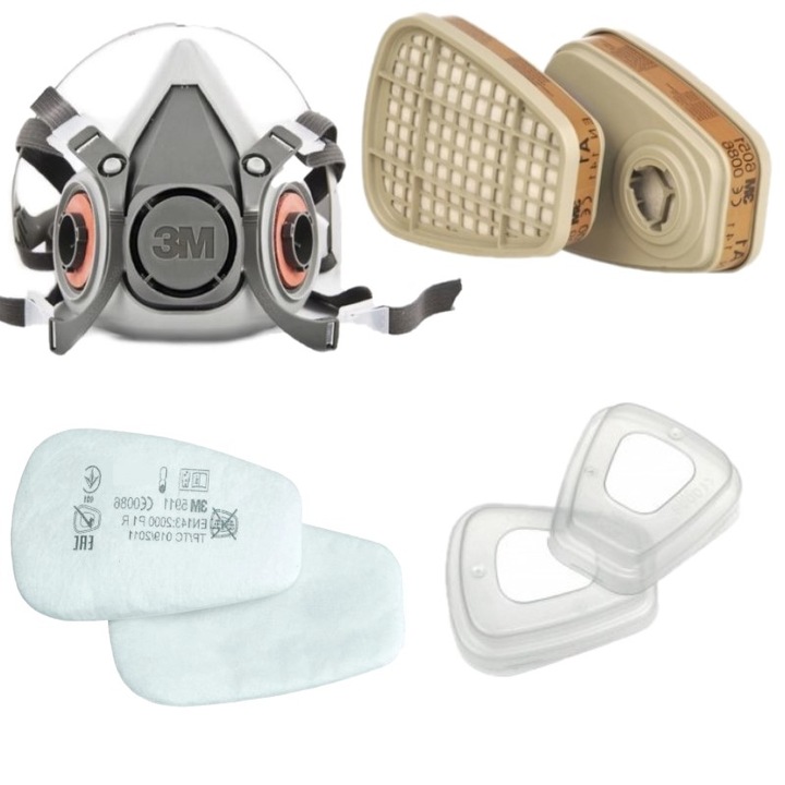 Set masca de protectie respiratorie, 3M-6200, 2 buc filtre 3M-6051, prefiltre 3M-5911, capace 3M-501