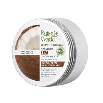 Masca pentru par 3 in 1, cu lapte de nuca de cocos - Estratti di Bellezza, 200 ML, Bottega Verde Masca pentru par 3 in 1, cu lapte de nuca de cocos - Estratti di Bellezza, 200 ML, Bottega Verde