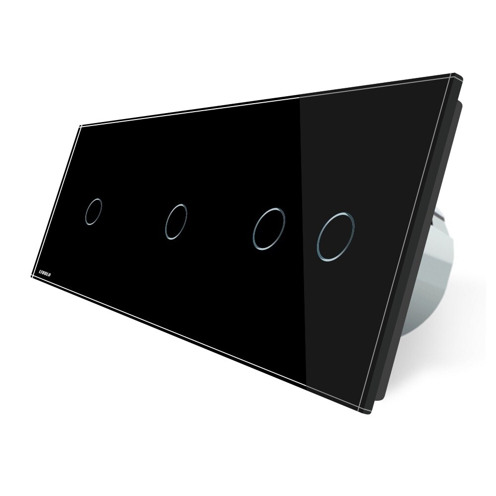Intrerupator cu touch simplu / simplu / dublu LIVOLO din sticla, Negru, Protocol ZigBee, Control de pe telefon