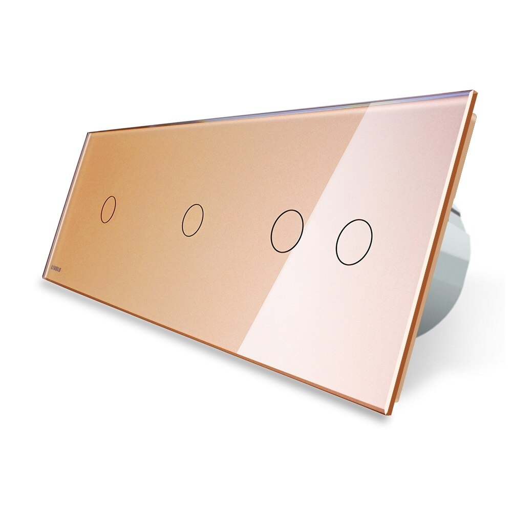 Intrerupator cu touch simplu / simplu / dublu LIVOLO din sticla, Auriu, Protocol ZigBee, Control de pe telefon