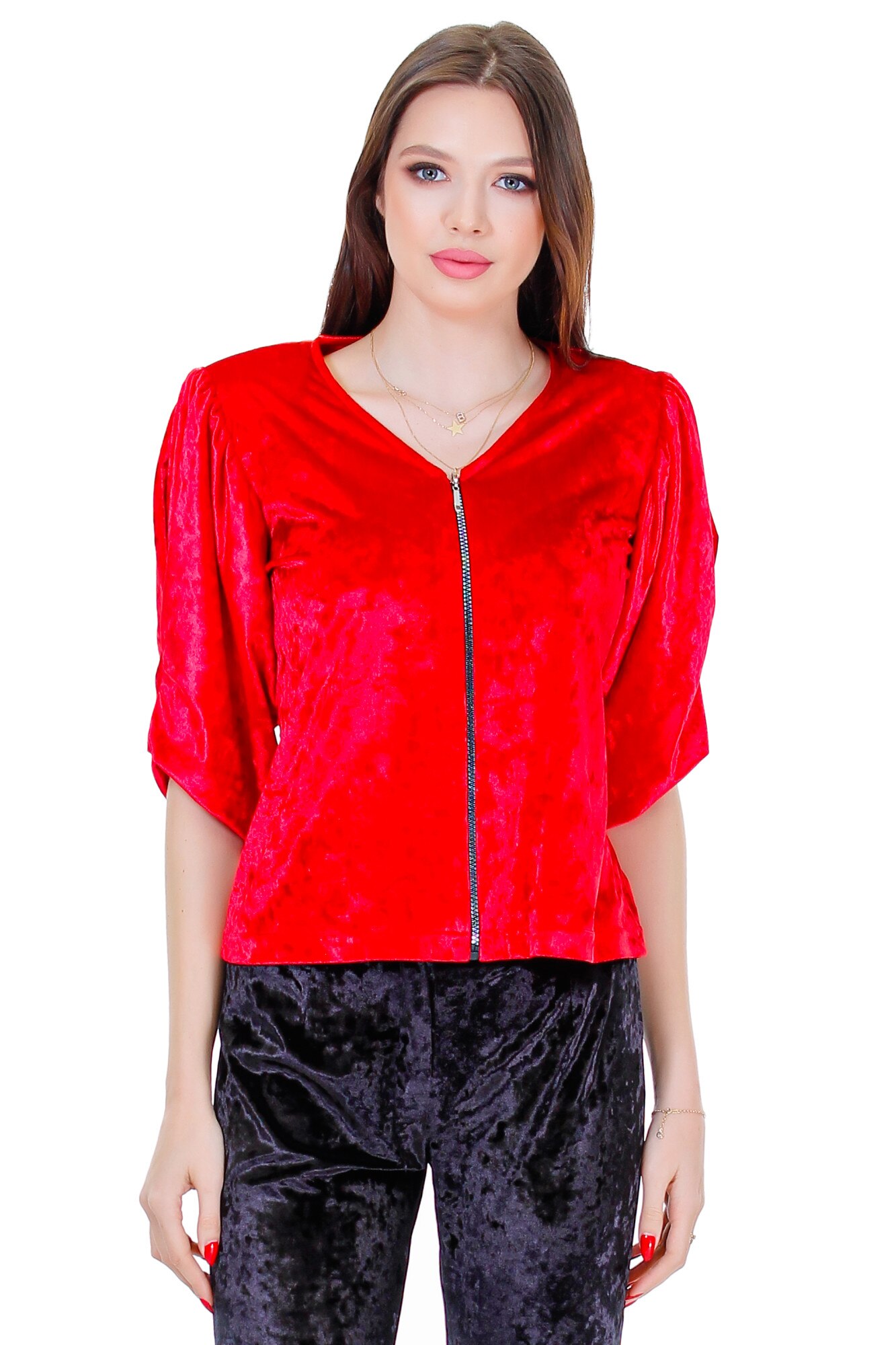 Bluza Liza Panait, G7031, catifea, Rosie