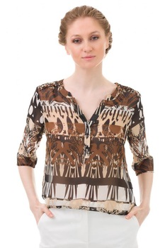 Bluza dama, Giorgal, Balkan, voal imprimat, imprimeu tribal, maro, 36EU Bluza dama, Giorgal, Balkan, voal imprimat, imprimeu tribal, maro, 36EU