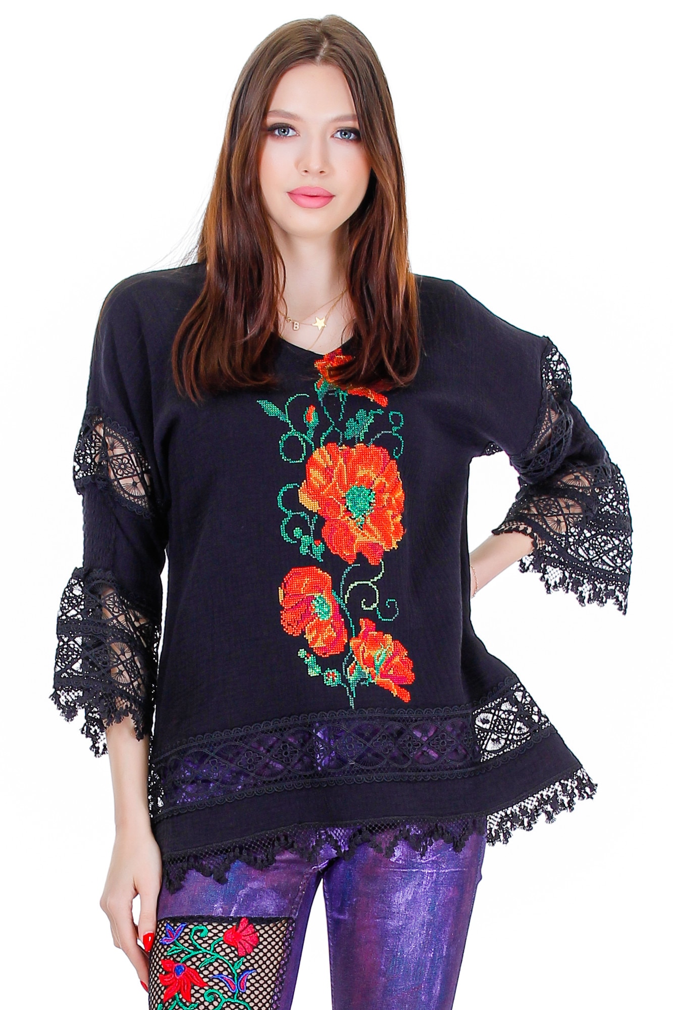 Bluza, Liza Panait, C-3268, bumbac, neagra