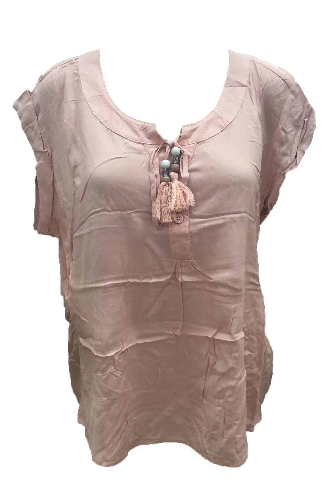 Bluza maneca scurta, Sublevel, D7187Z10373A, Roz prafuit, L