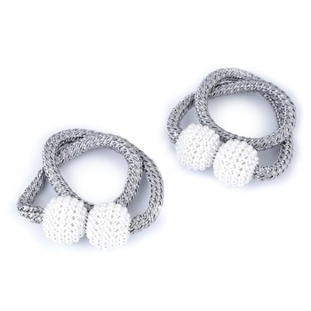 Set 2 magneti decorativi pentru perdele si draperii, Alb-gri Set 2 magneti decorativi pentru perdele si draperii, Alb-gri