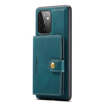 Husa pentru Samsung Galaxy A72, CaseMe, piele cu textura moale, back cover, mini portofel detasabil, stand, suport carduri, bani, Albastru