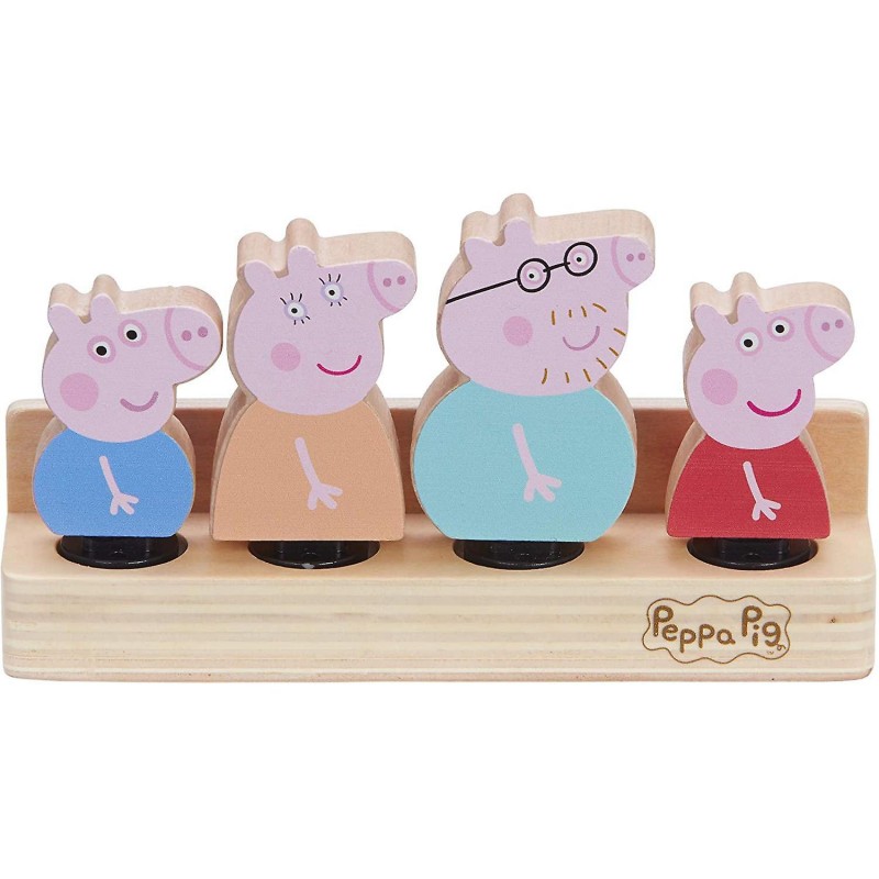 Set 4 Figurine din lemn Peppa Pig, Multicolor