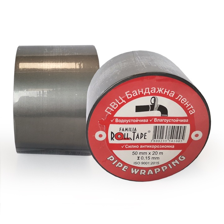 PVC kötszerszalag Familia Roll Tape, 50 mm x 20 m, szürke