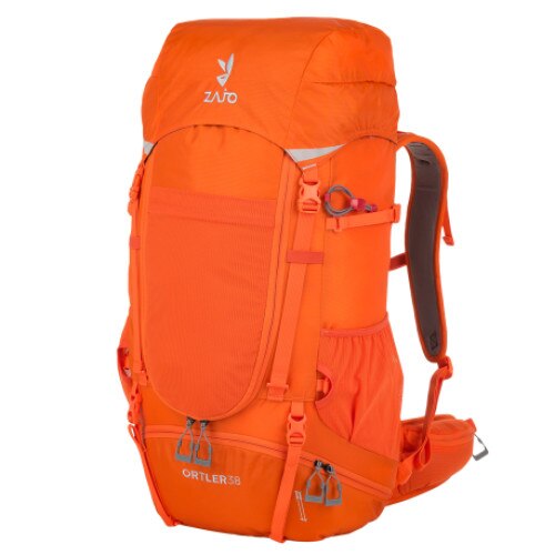 Rucsac de munte, Zajo, 38 litri cu husa de ploaie si fluier, Portocaliu, Ortler ripstop